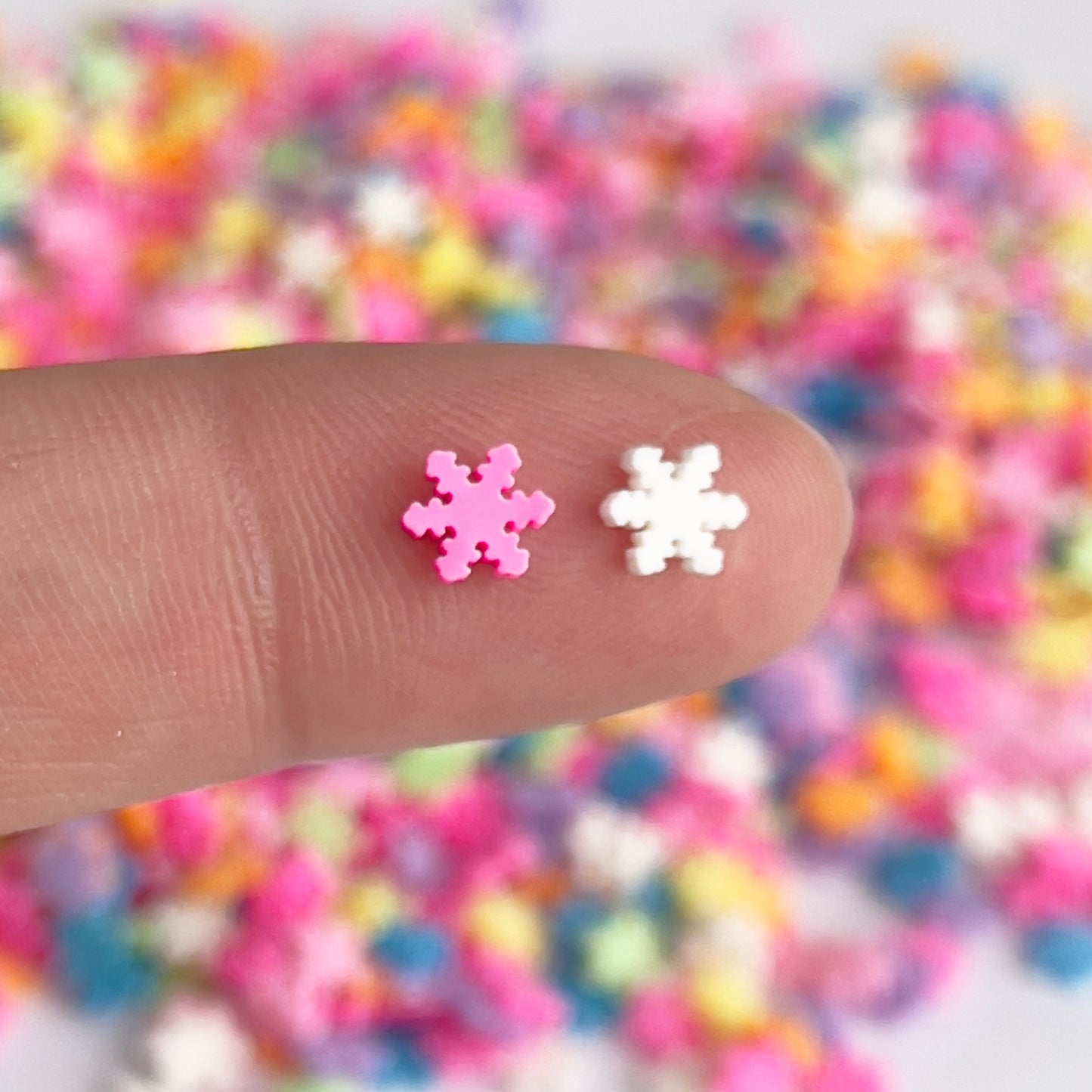 Rainbow Snow Flakes Polymer Clay Slices