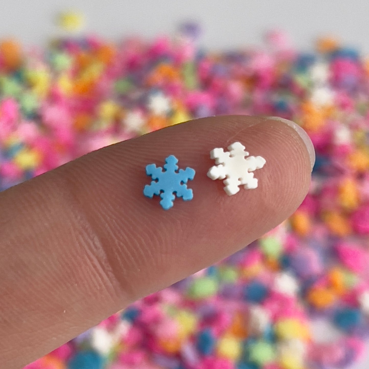 Blue Snow Flakes Polymer Clay Slices