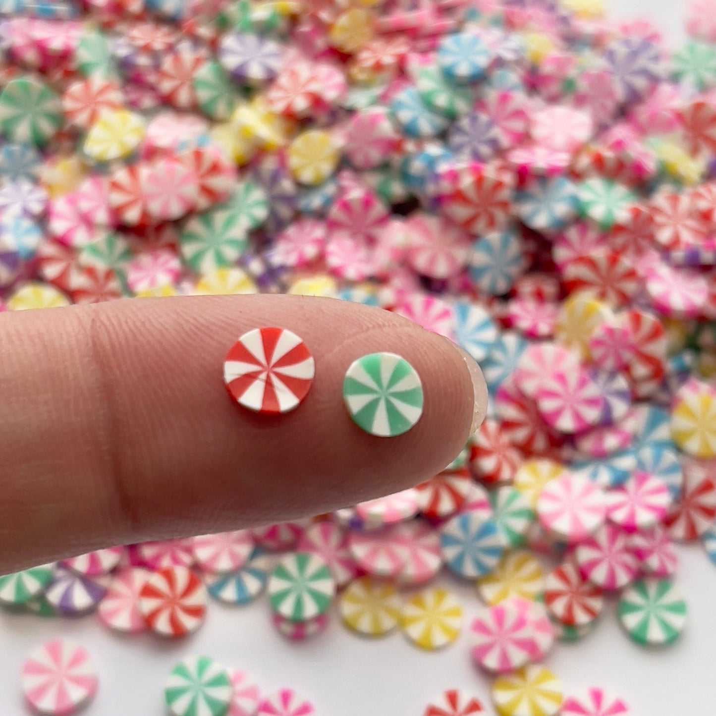 Rainbow Peppermint Candy Polymer Clay Slices