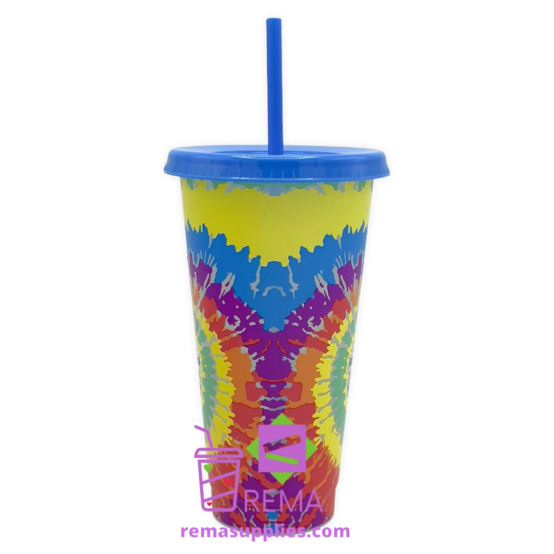 24oz Color Changing Tie Dye Cold Cups
