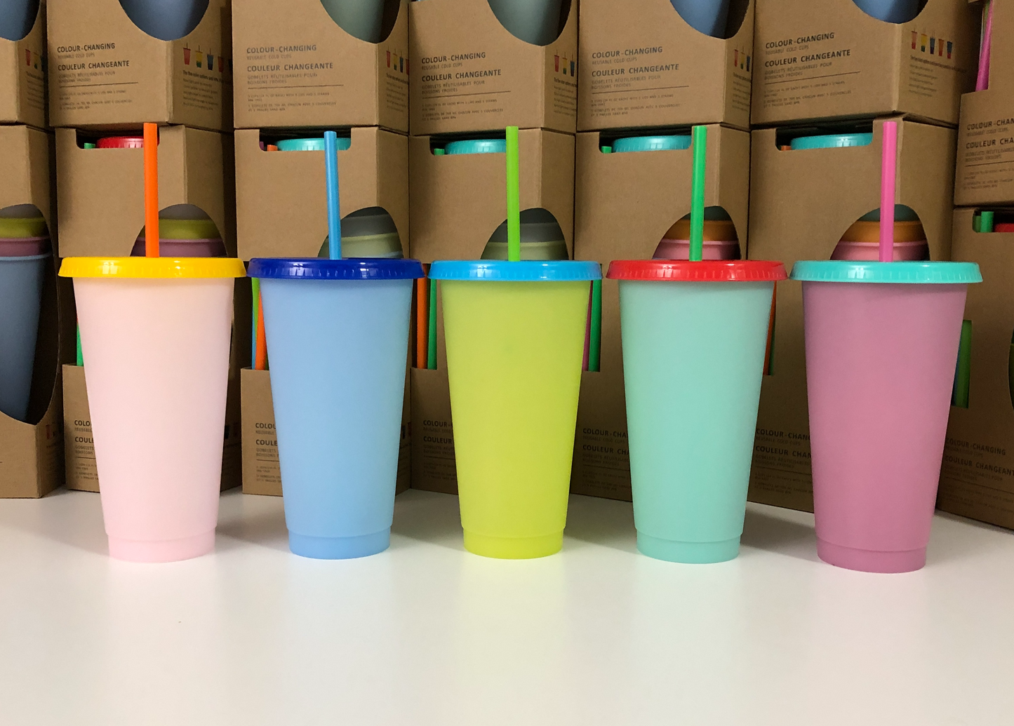 Macaron Color~ Color Changing Cups 24fl oz 5 piece set