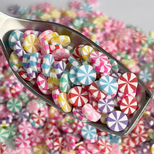 Rainbow Peppermint Candy Polymer Clay Slices