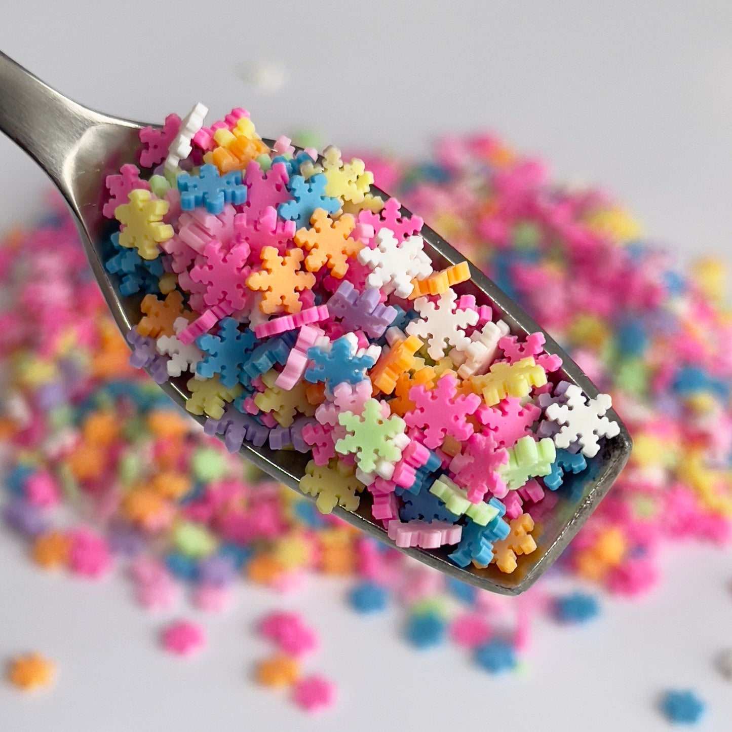 Rainbow Snow Flakes Polymer Clay Slices