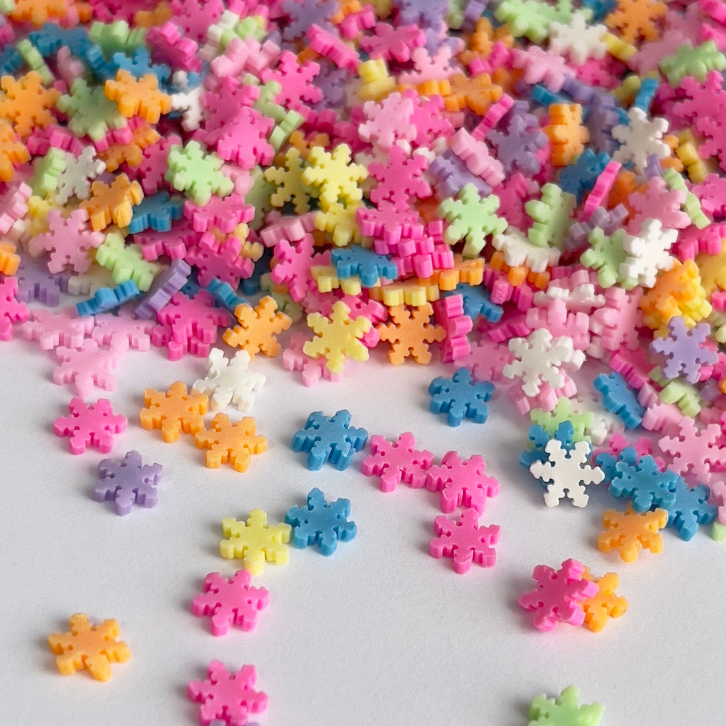 Rainbow Snow Flakes Polymer Clay Slices