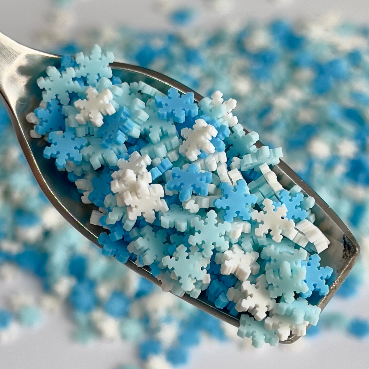Blue Snow Flakes Polymer Clay Slices