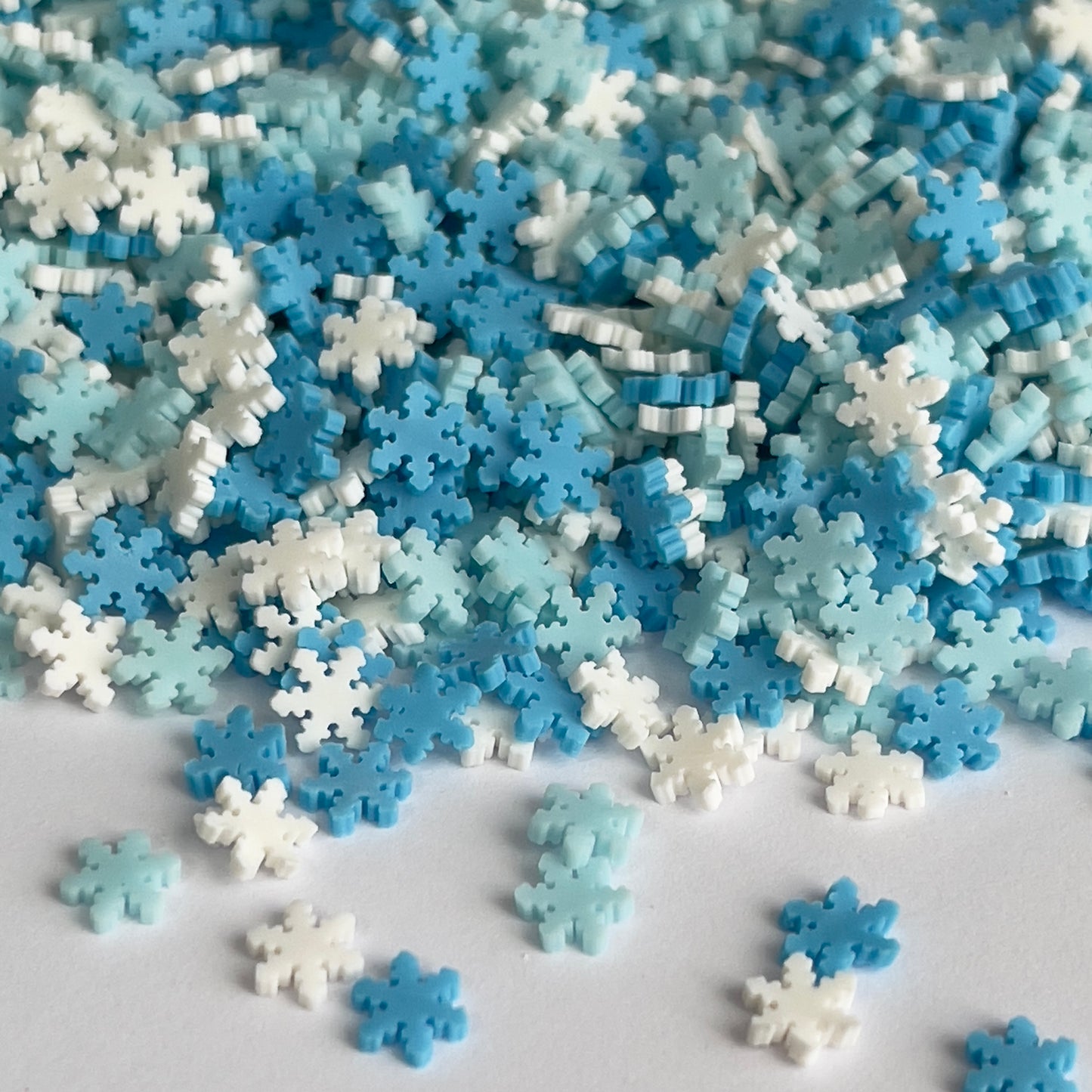 Blue Snow Flakes Polymer Clay Slices
