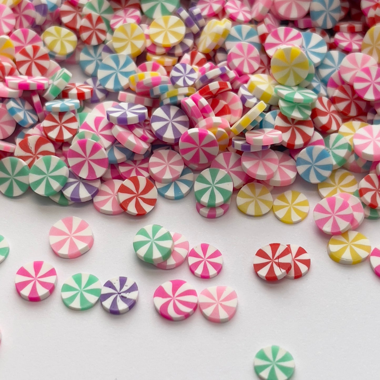 Rainbow Peppermint Candy Polymer Clay Slices