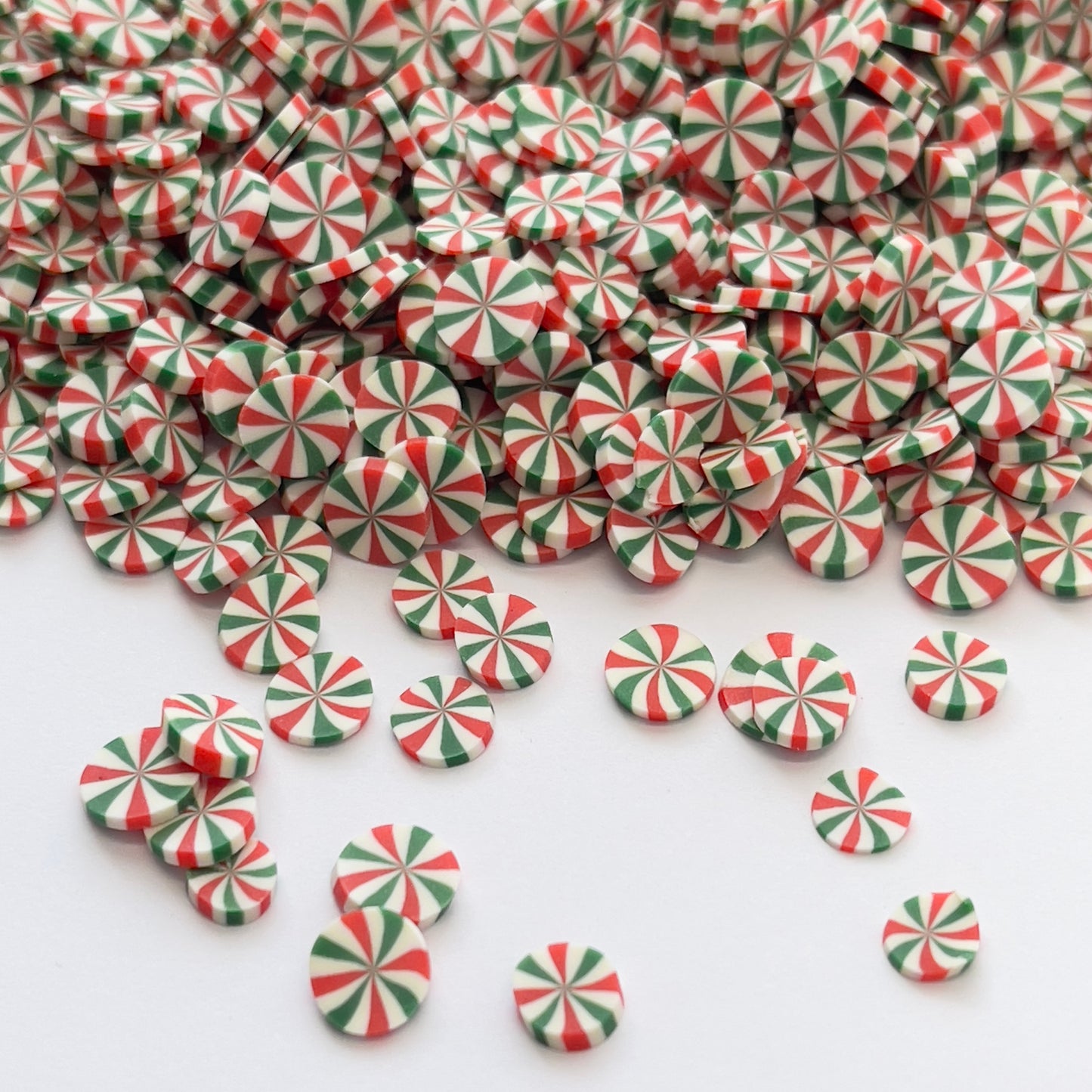 Peppermint Candy Polymer Clay Slices *Green & Red*