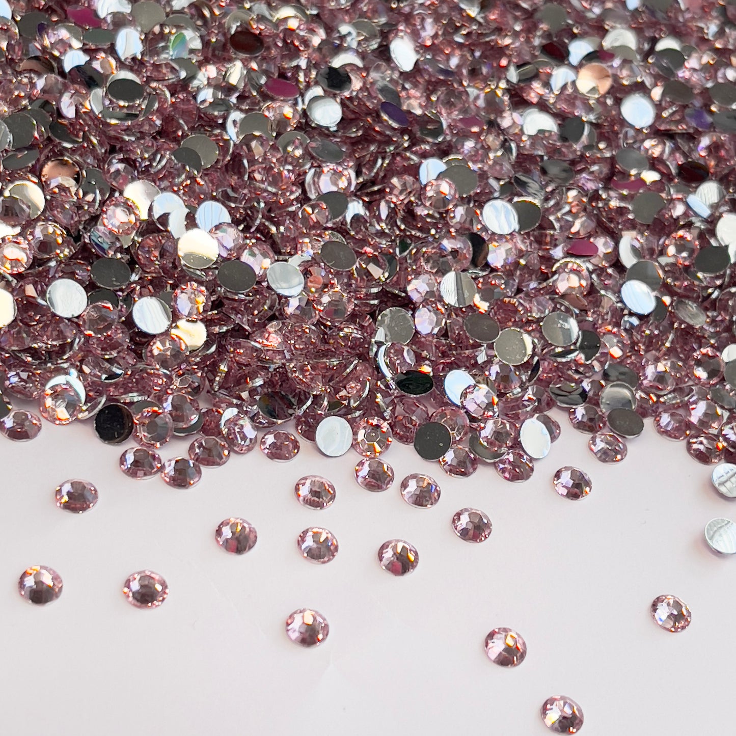 Lt Pink Silver Base Resin Rhinestones