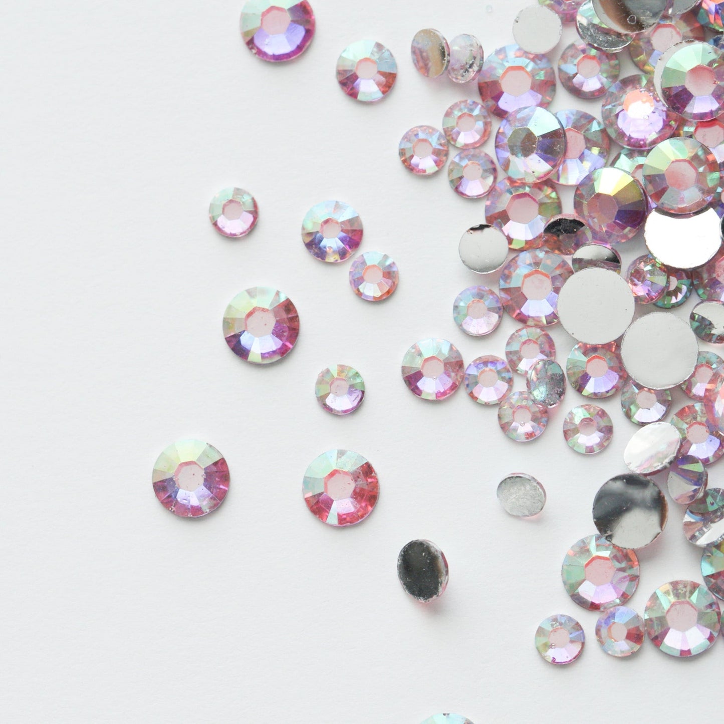 Mixed Sizes Silver Base AB Rhinestones