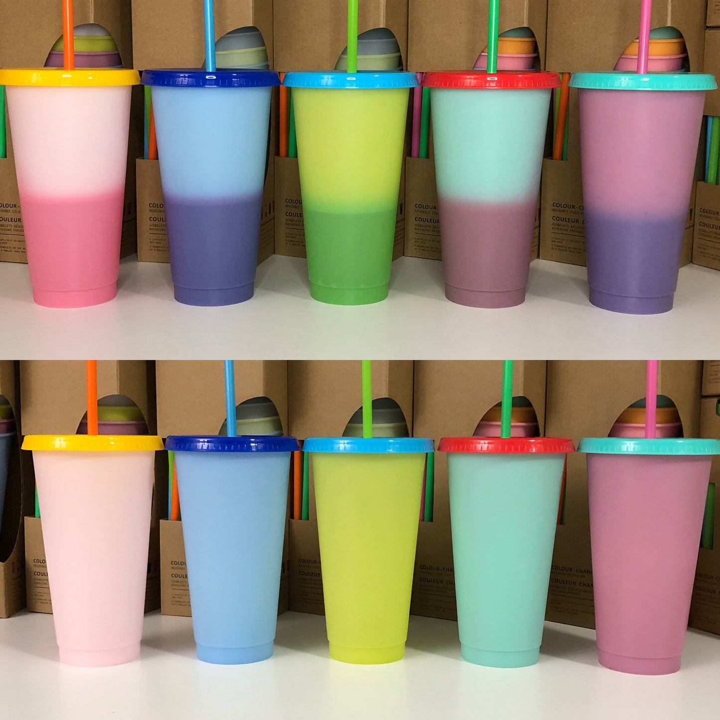Macaron Color~ Color Changing Cups 24fl oz 5 piece set