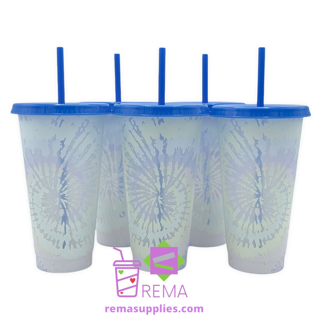 24oz Color Changing Tie Dye Cold Cups