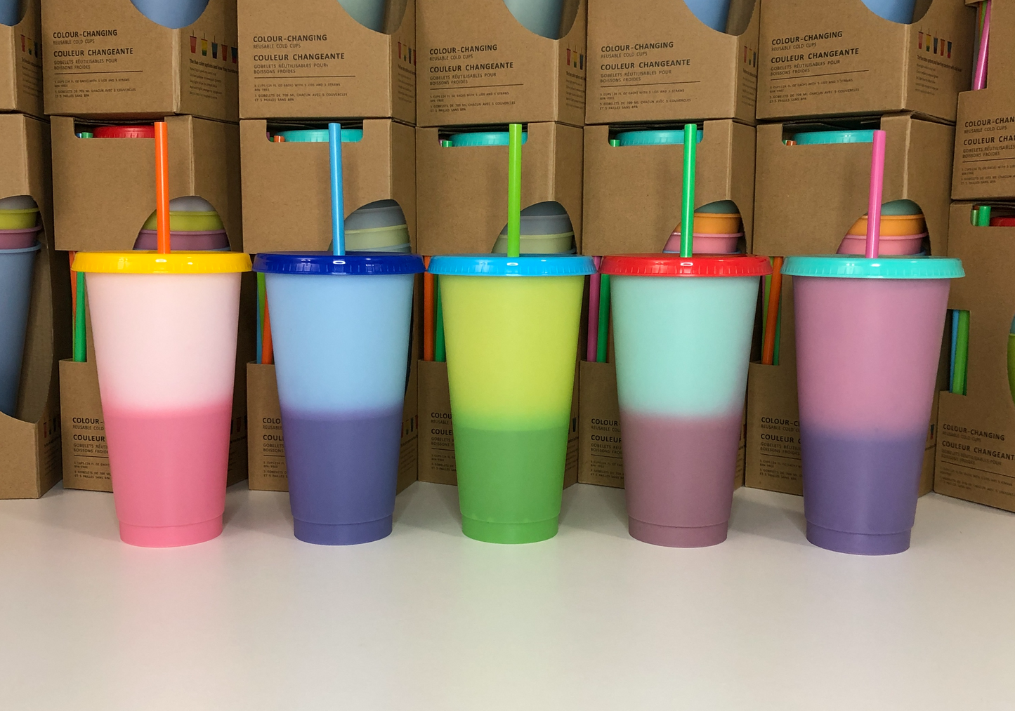 Macaron Color~ Color Changing Cups 24fl oz 5 piece set