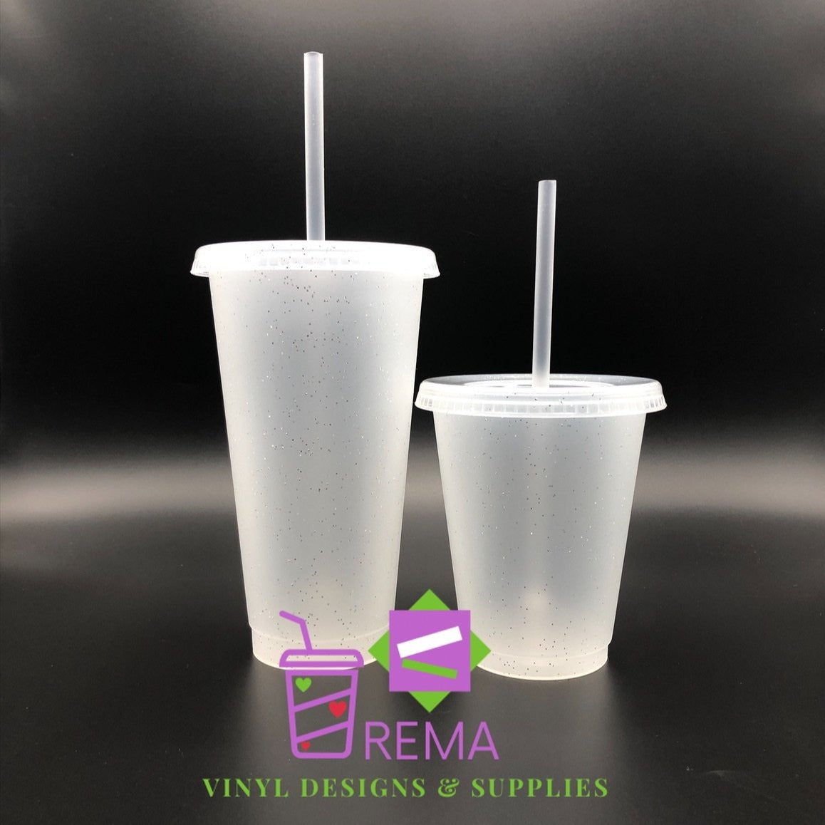 New 16fl oz Frosted Glitter Cups 5 piece set