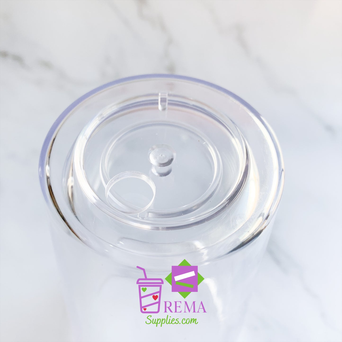Pre- Drilled Double Wall Tumbler, Clear Lid/Straw