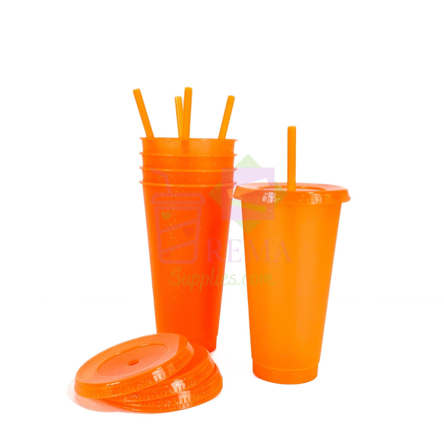 Orange Glitter Cold Cups