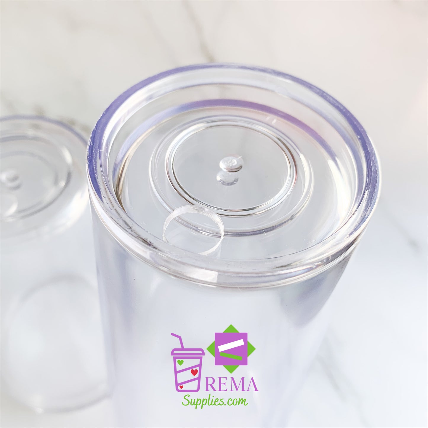 Pre-Drilled Double Wall Acrylic Tumbler, Black Lid/Straw
