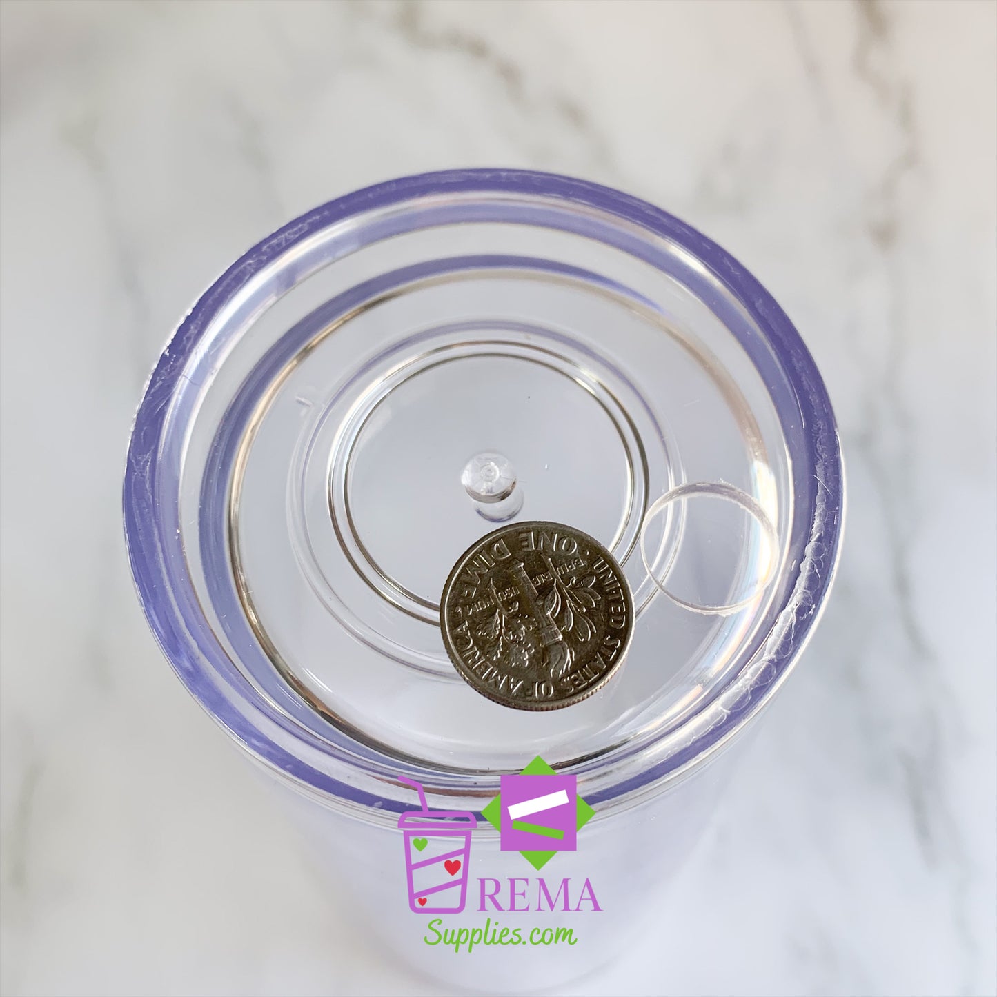 Pre-Drilled Double Wall Acrylic Tumbler, Pink Lid/Straw