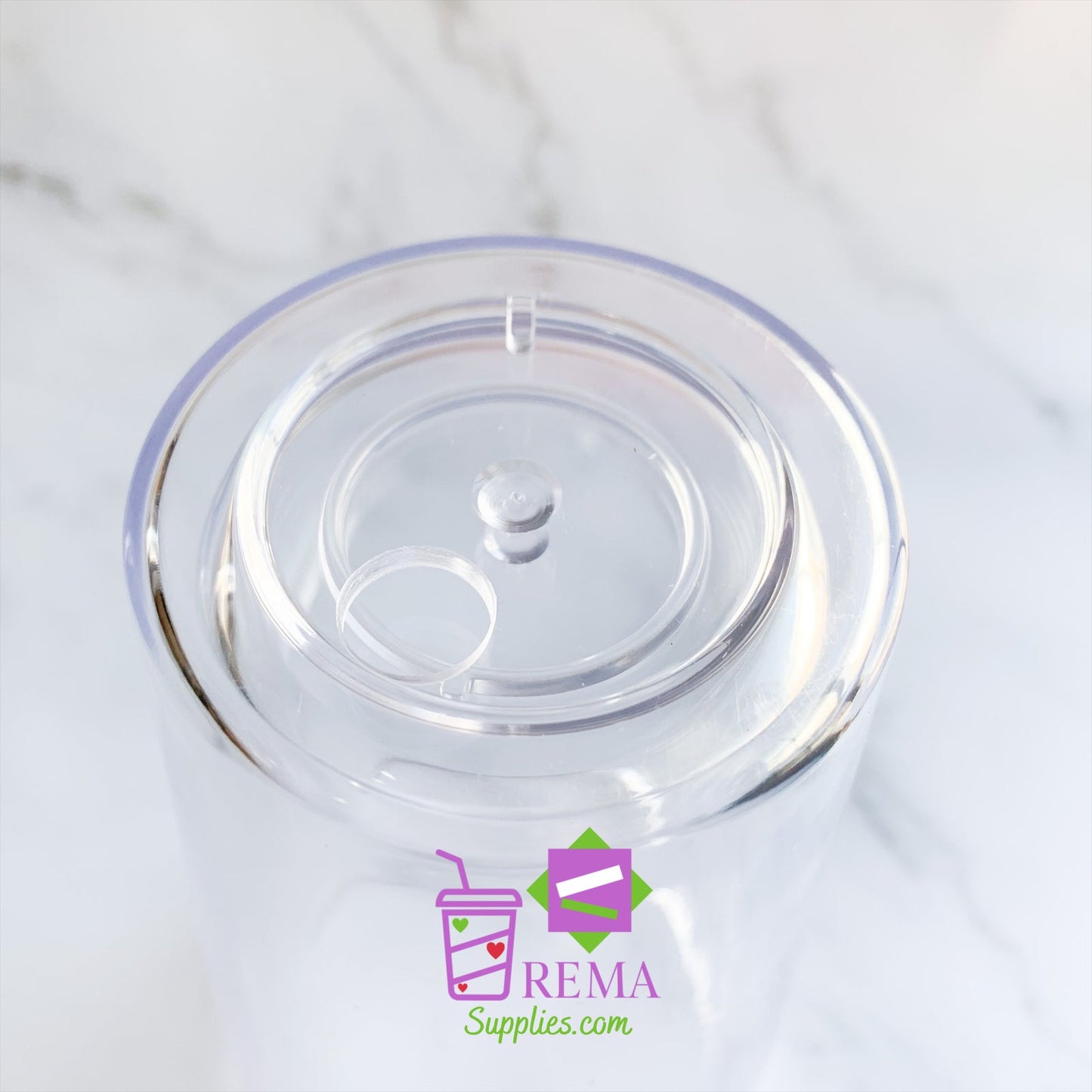 Pre- Drilled Double Wall Tumbler, White Lid/Straw