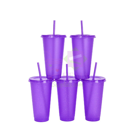 Purple Glitter Cold Cups