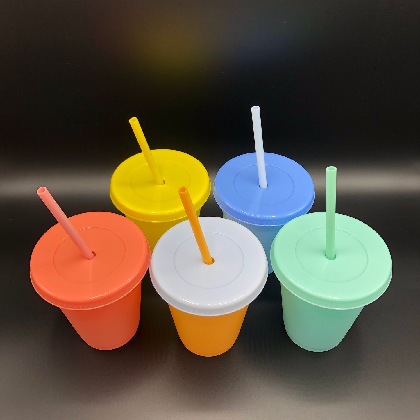 Mini Macaron Color~ Color Changing Cups 16oz (5-piece set)