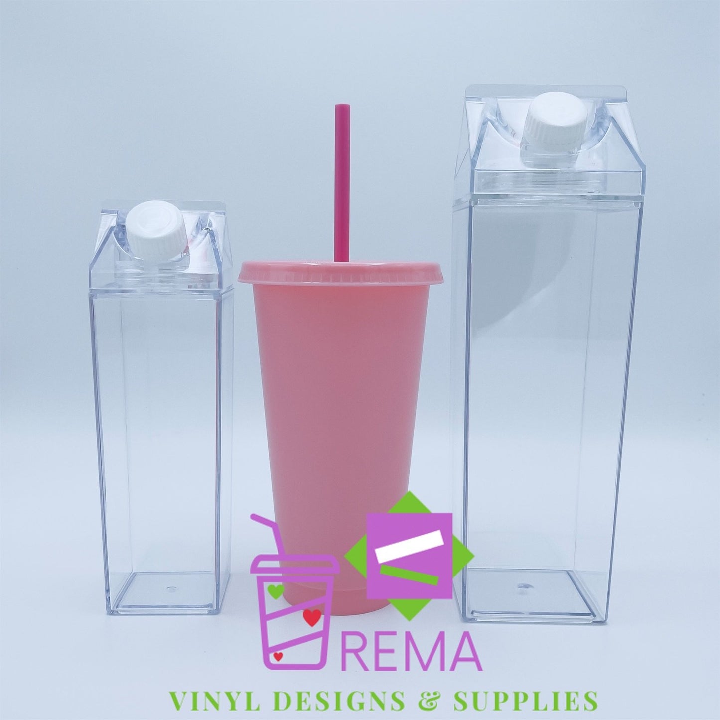 Acrylic Milk Carton Tumblers, 4 Pack