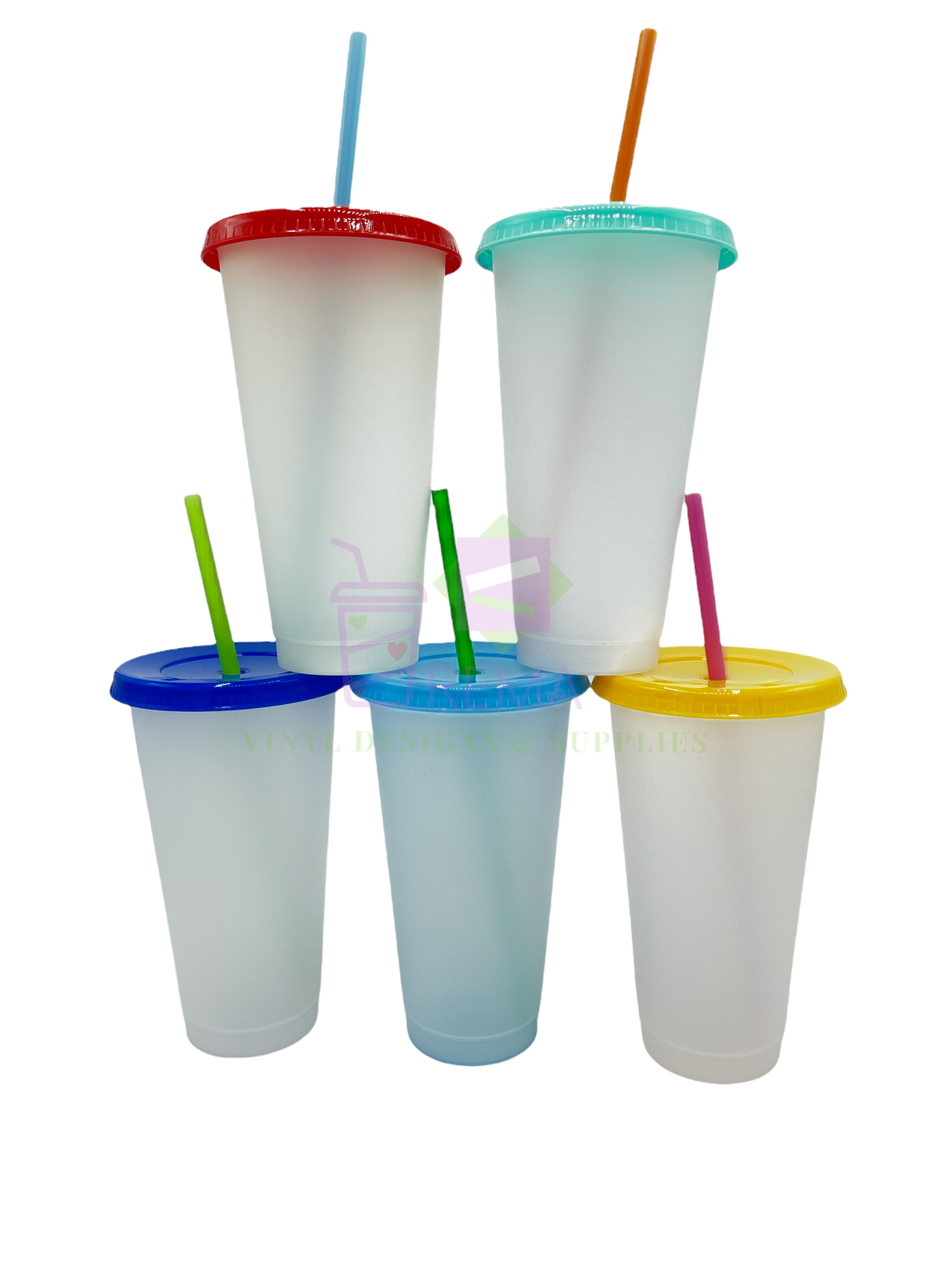 Frosted Style ~ Color Changing Cups 24fl oz, 5 piece set