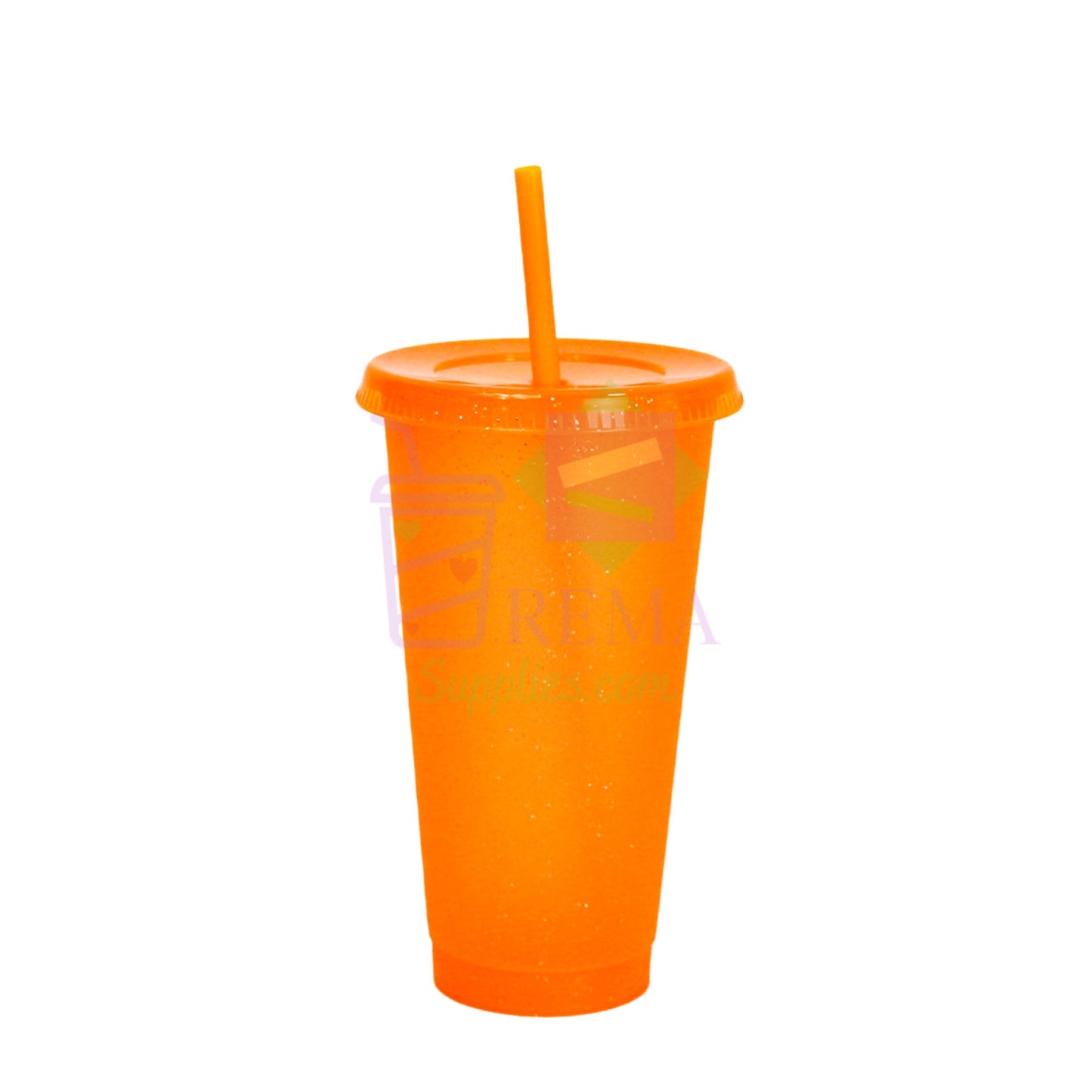 Orange Glitter Cold Cups
